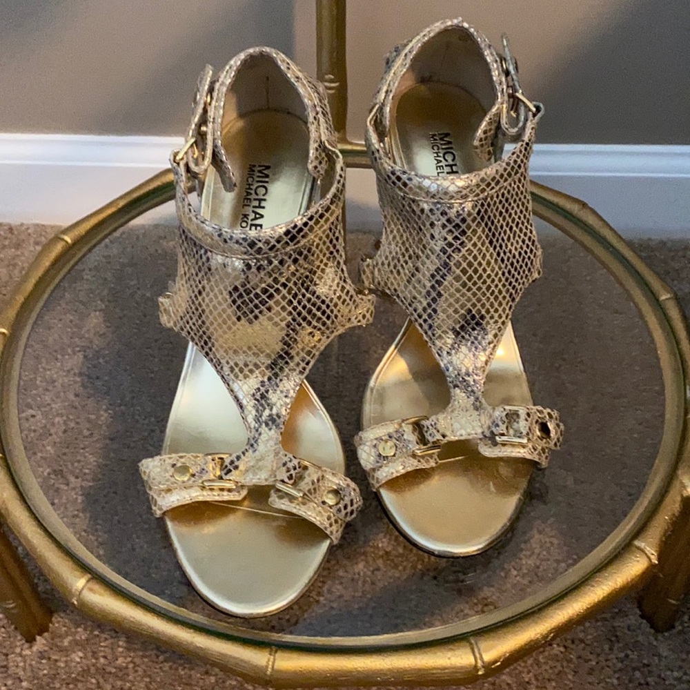 Gold & Black Snake Skin Sandals